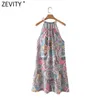 Kvinnor vintage totem cashew nötter blomma tryck halter miniklänning kvinnlig chic bohemian vestidos casual kläder ds8322 210420