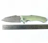 Jade Flipper Składany Knife VG10 Damaszek Stal Stale Stale Arkusz + Uchwyt G10 Outdoor Camping Piesze Wycieczki Balowe Łożysko Złóż Noże