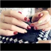 24pcsset Tryck på Manicure Gel Polish Nail Art Kort längd Artificiell förlängning 1upbf KIB0X5963663