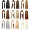 GRES Blonde synthétique Hair Piece Femmes 3 clips en extension de cheveux avec une frange de 22 "de long Fibre haute température marron / gris / noir 2102172381215