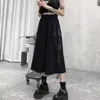 Gothic Hoge Taille Cargo Rokken Vrouw Harajuku losse A-lijn Pocket Midi Long Black Skirt Hip Hop Mode Streetwear Oversize 210619