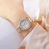 Crystal Women Luxury Brand Watch Guld Kvinna Klockor Diamant Armband Armbandsur Rostfritt Stål Kvinnor Klocka 210527