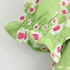 Floral Print Midi Dress Butterfly Short Sleeve Lady Vintage es Bow Tie Split Beach For Women Ropa De Mujer 210508
