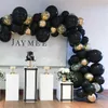 36 pcs ano balão guirlanda arco kit preto ouro chrome látex globos para aniversário casamento parte de noiva suppies 210626