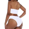 Maillots de bain pour femmes femmes solide Push Up Bandeau Bikini dames taille haute Sexy maillot de bain hors de l'épaule maillot de bain Badpak Dames # G3