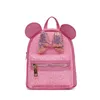 Mochilas meninas crianças sacos de escola clara lantejoulas livro de couro mochila desenhos animados moda bows crianças acessórios bonitos