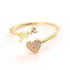 Donna amore anelli adorabili 24 k ct sottile oro solido gf pietre cz anello dimensione regolabile di apertura di gioielli graziosi a forma di cuore 5362452