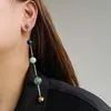 Chain Gem Earrings Stud Asymmetrical Mid-Long Style Thin and Light Luxury Personality Trend Fashion Female Jewelry Accessories