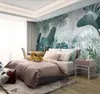 Fonds d'écran personnalisés Papel De Parede 3D, peintures murales de feuilles de plantes tropicales pour salon chambre fond de sable papier peint décoratif