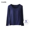 Women T-Shirts Buili-in Bra Padded Stretchable Modal Tops Tshirts Long Sleeve Plain Sexy Casual Korean Spring Autumn SA0067 X0628