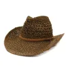 High quality caps West Cowboy handmade straw hat hood female outdoor sea beach hat sunscreen sun visor NZCM043 Black white brown2770