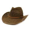 Hoogwaardige caps West Cowboy Handmade Straw Hat Hood Vrouw buiten Sea Beach Hoed Zonnebrandcrème Zonnevizier NZCM043 Black White Brown2770