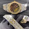 Skeleton Mechanical Watch Men Tourbillon Automatiska herrklockor Hip Hop Iced Out Diamond Wristwatcch Around CZ Reloj HOMBRE WRISTW278I