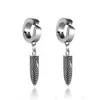 Titanium Stainless Steel Cross Bullet Gun Dangle Earrings Men Black Silver Charm Earings Ear Clip Fashion Jewelry Wholesale