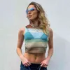 Se genom mesh Y2K Crop Tank Top Sexiga tjejer estetiska sommarkläder för kvinnor Ärmlös tröja Vest Pulovers Beachwear 210510