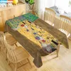 Skräddarsy bordsduk Kyss Gustav Klimt Oxford Cloth Dammsäker rektangulär bordsskydd för festinredning 210626