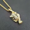 Ketting Luxe Mens 18K Goud Ingelegde Oostenrijkse Rhinestone Emerald Tiger Hanger Sieraden