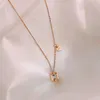 Pendant Necklaces Trendy Hourglass Inlaid Rhinestones Hollow Out Deco Rose Gold Titanium Steel Necklace Jewelry Gifts