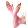Ladies Girls Neon Sexy Long Fingerless Fishnet Lace Guantes de alta elasticidad Guantes de mano Gants Y0827