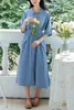 Kvinnor svänger Collar Caral Rosa Black Blue Khaki Solid Mid-Calf Midi Dress Knappskjorta Kortärmad D1600 210514