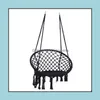 Hängmattor utomhusmöbler hem Garden svart svängstol max 330 kg hängande bomull rep hängmatta stolar för inomhus och utomhus03 drop del del