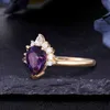 14k Massivgold 1,26CT Birnen-/Tropfenschliff natürlicher Amethyst Verlobungs-Ehering 2021 Hotsale Einzigartiger Luxus-Jubiläumsring