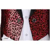Sexig Leopard Sequin Red Tailcoat Suit Set Men Slim Fit Club Party Stage Tuxedo Suiter Dancer Prom Luxury Terno Masculino 210522