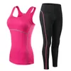 Sport Running Beskuren Top + Leggings Set Women Fitness Suit Yoga s Gym Trainning Clothing Workout Fitness Kvinnor Yo 210802