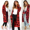 Dames Leopard Gebreide Lange Vest Lange Mouw Trui Overjas Voor Vrouwelijke Vrouwen Herfst Uitloper Jassen Dames Herfst 210527