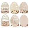 10pcs Wood Easter Egg Chick Pendant DIY Craft Easter Decoration Creative Wooden Artware Festival Party Favors Supplies OrnamentXDJ153