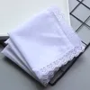 Hand-made Graffiti Pure Cotton Handkerchief White Lace Thin Handkerchiefs DIY Lace Heart-shaped Side Party Decoration Cloth Napkin WH0087