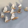 Home Decor 12pcs/set Rose golden 3D Hollow Butterfly Wall Sticker Butterflies stickers Room Party Wedding Decoration