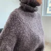 Pulls pour femmes femmes 2022 hiver lâche col roulé à manches longues femmes épaissi couleur unie minimaliste pull tricoté pull