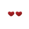 S2683 Fashion Jewelry S925 Silver Post Rose Red Heart Earrings Cute Heart Stud Earrings