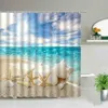 Cortinas de chuveiro cenário de pôr do sol de praia conchas oceânia paisagem de pano impermeável cortina de cortina de casa decoração de decoração de banheira tela de banho