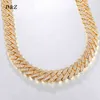 DZ Nouveau 21mm Iced Out Baguette Prong Cubain Lien Chaîne Collier Boîte Boucle Mode 8 pouces Miami Chaîne Cubaine Collier Hip Hop Cadeau X0509