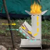 Utomhusdynor Portable Camping Spise Collapsible Wood Burning Burn Rostfritt stål Rocket Stoves243p