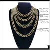 Chains Hip Hop Iced Out Cuban Link Chain Necklace Bling Jewelry 16Inch 18Inch 20Inch 24Inch 30 Inch 6Okgf Gkr4H