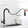 Saeuwtowy Matte Black Faucet Deck Installation Sink With Sprinkler Pull-Out Kitchen 360 Rotatble Basin 210724