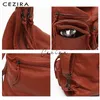 CEZIRA Large Soft Casual Women Bags Functional Girl School Backpack PU Leather Bag Ladies Multi Pockets Messenger&Shoulder Bag K726