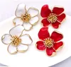 Boucles D'oreilles Collier CSxjd Design Fleur En Émail