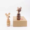 Wooden ornaments couple mouse creative home decoration porch puppet coffee shop decorative arts and crafts gift 210607