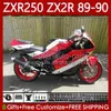 Полный комплект для кузова для Kawasaki Ninja ZX 2R 2 R R250 ZXR 250 ZX2R ZXR250 ZXR250 Стоковая красная 1989 1990 Body 84NO.90 ZX-2R ZXR-250 89-98 ZX-R250 ZX2 R 89 90 Мотоцикл