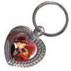 Porte-clés de style cœur vierge en métal par sublimation, personnalisé avec votre photo et logo imprimé, porte-clés à transfert thermique, vente en gros