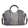 Women Vintage Flower Handbag High Quality Real Genuine Leather Shoulder Female Party Briefcase Lady Messenger