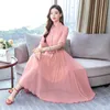 Sommer Chiffon Kleider für Frauen Koreanischen Stil Lange Party Hochzeit Rosa Plus Größe XXXL Kleidung 210531