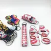 9 pcs Defense Keychain Set Pendants Alarm Pompom Hand Sanitizer Wrist strap Lipstick Keychains Bottle Opener Whistle For Woman Men Self-defe