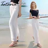 Women's Linen Pants High Waisted Harem Loose Soft Elastic Waist White Summer For Women Casual Trousers Female 210514