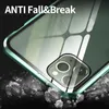 Étuis de téléphone en métal de confidentialité magnétique pour IPhone 12 11 Pro Max XS XR X 7 8 6S, étui cellulaire intégré en verre trempé