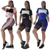 Plus Size 2XL Outfits de Verão Mulheres Ternos Jogger Panelados Tracksuits Manga Curta T-shirts + Calças Calças Dois Peça Set Sportswear Letras Casuais Sweatsuits 4856